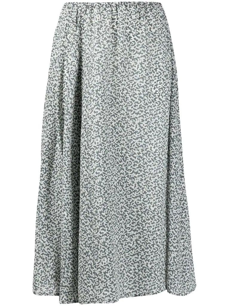 patterned silk midi-skirt