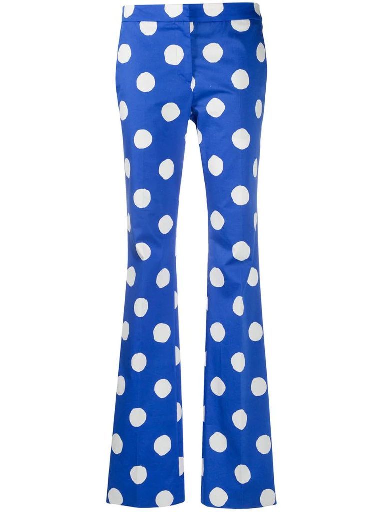 polka dot flared trousers
