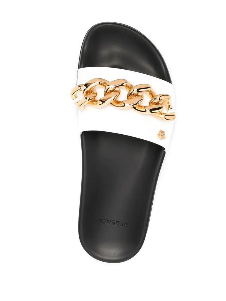 chain-embellished Medusa slides