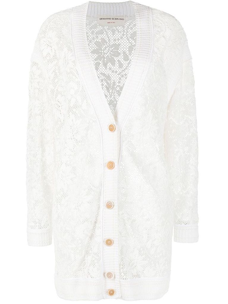 floral-lace knitted cardigan