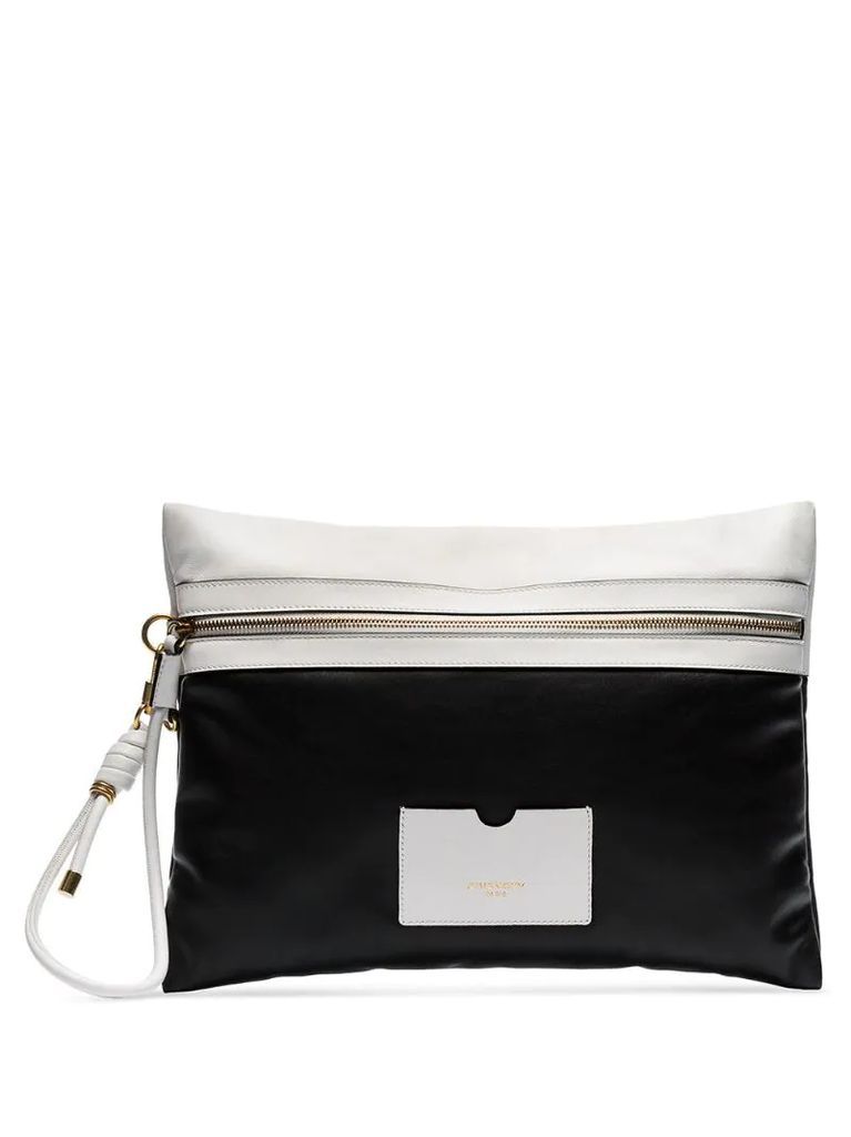 Black and White Tag XL leather clutch bag