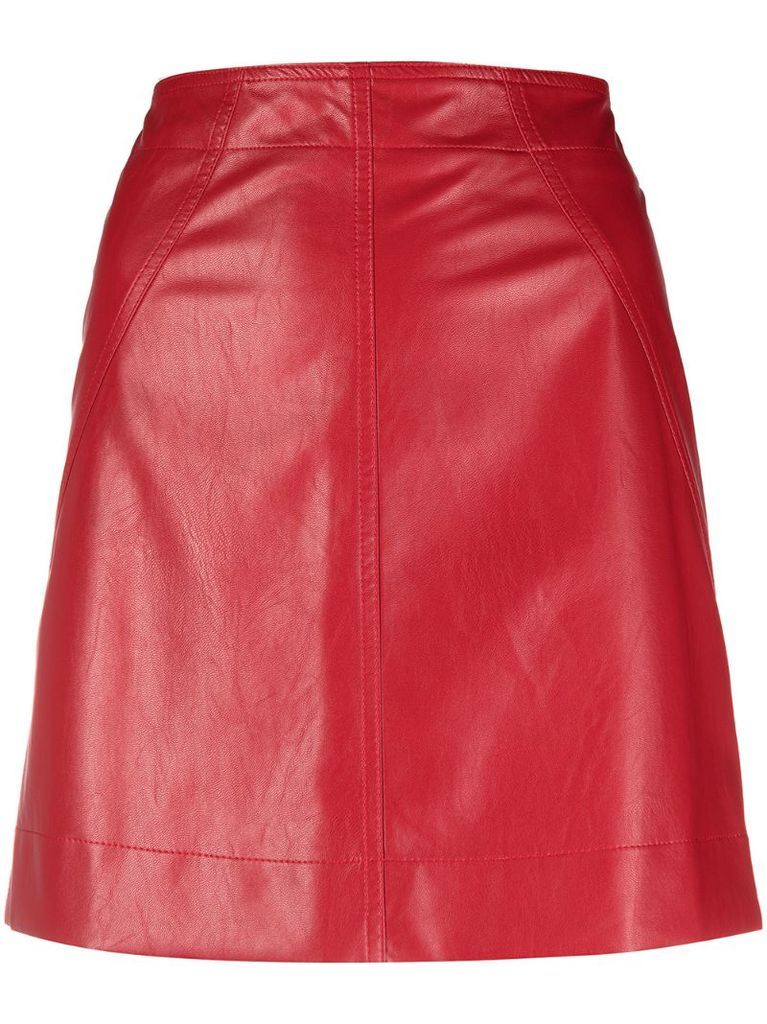 faux-leather A-line mini skirt