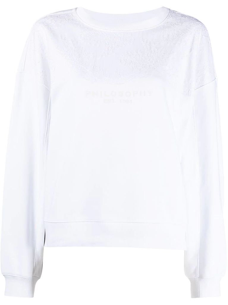 lace embroidered sweatshirt