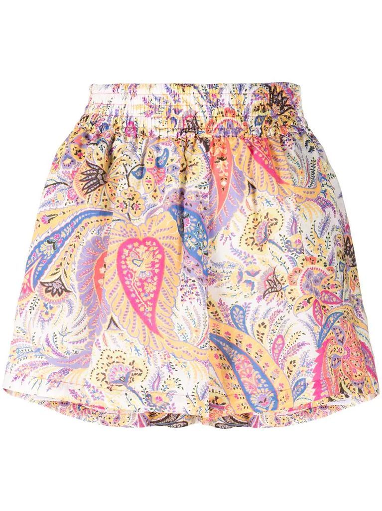 paisley-print ramie shorts