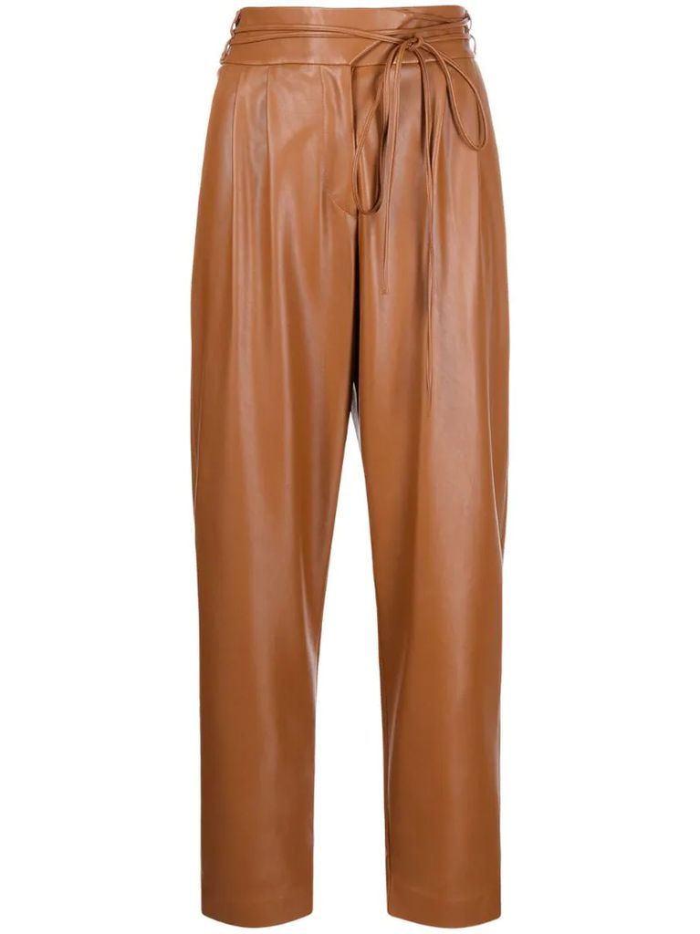 tapered faux-leather trousers