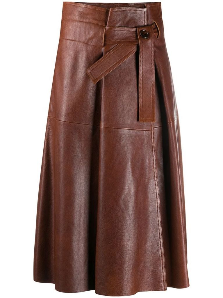 belted A-line skirt