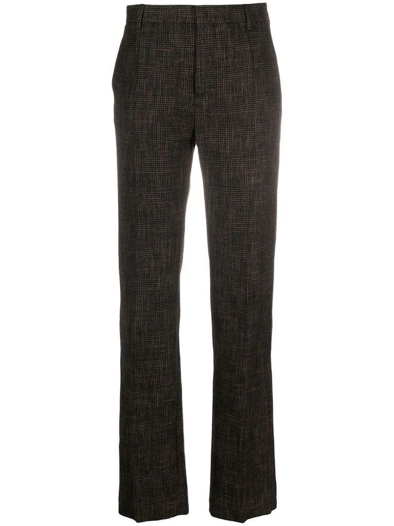 check patterned pleat detail trousers