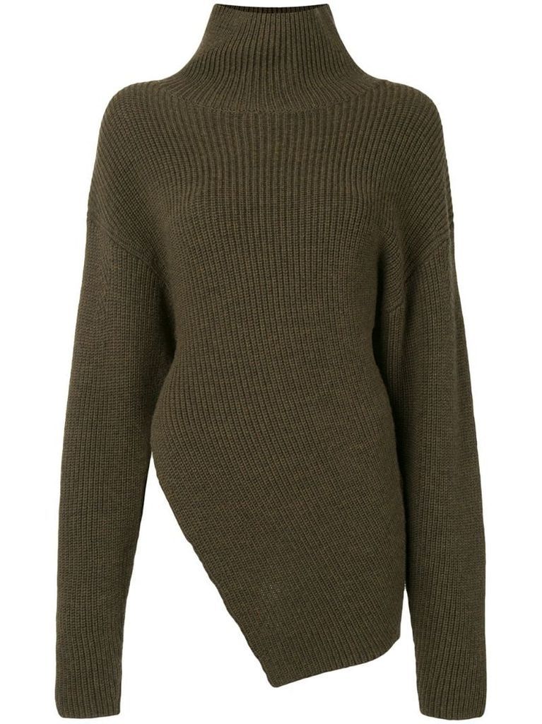 asymmetrical wool turtleneck jumper
