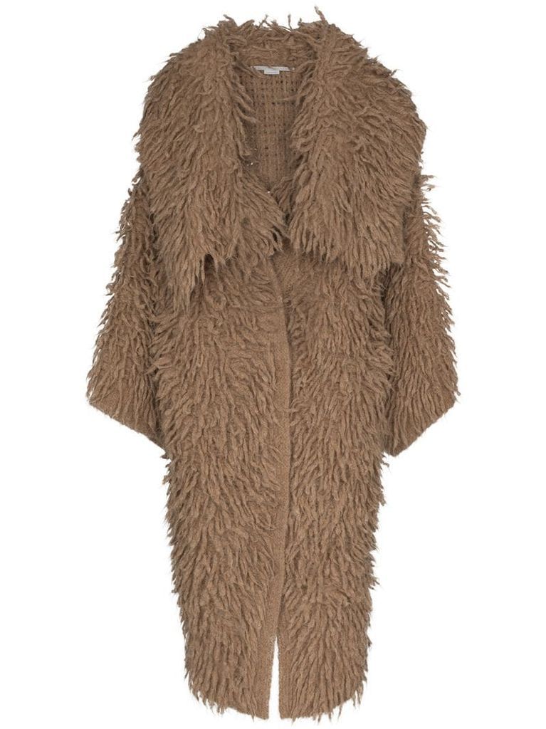 oversized collar alpaca-blend coat