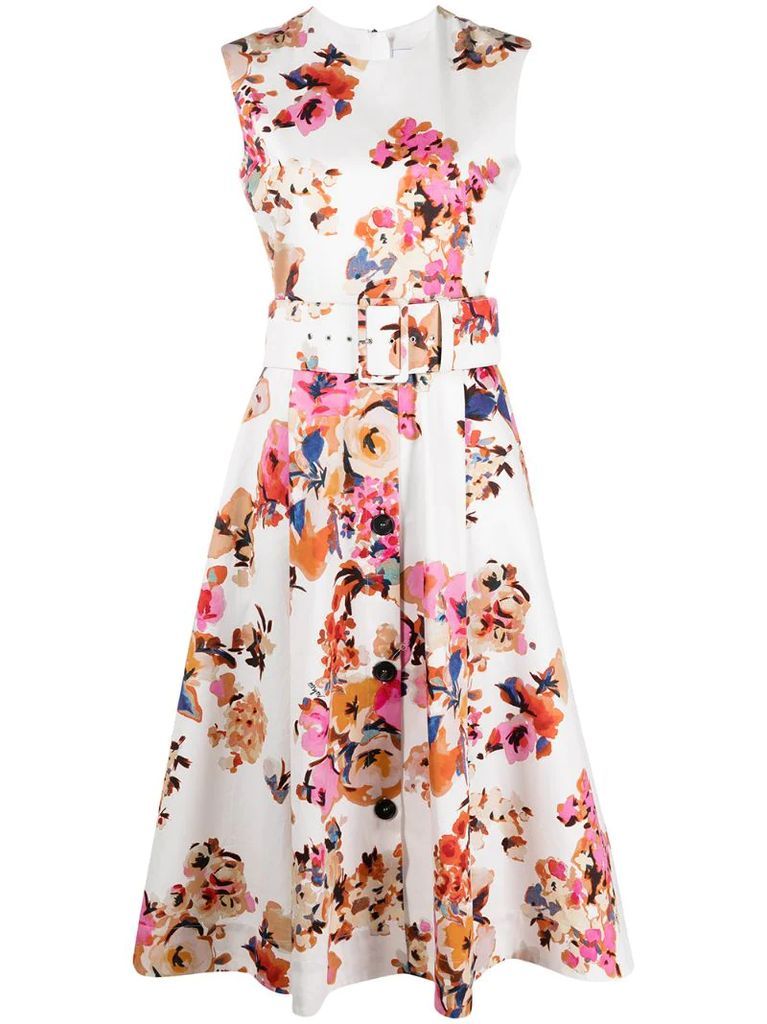 floral-print mid-length dress