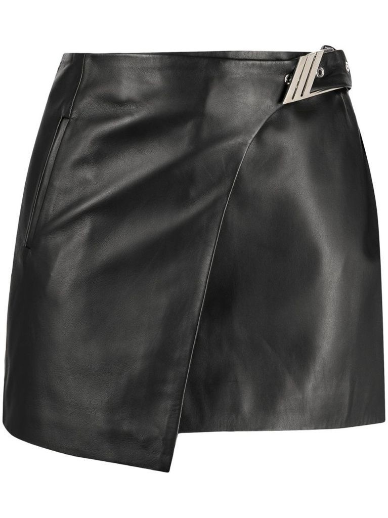 buckled wrap mini skirt