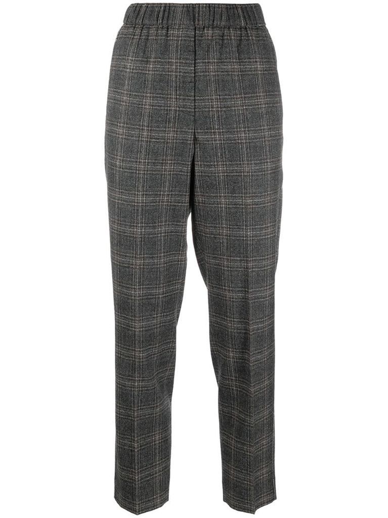 cropped checked trousers