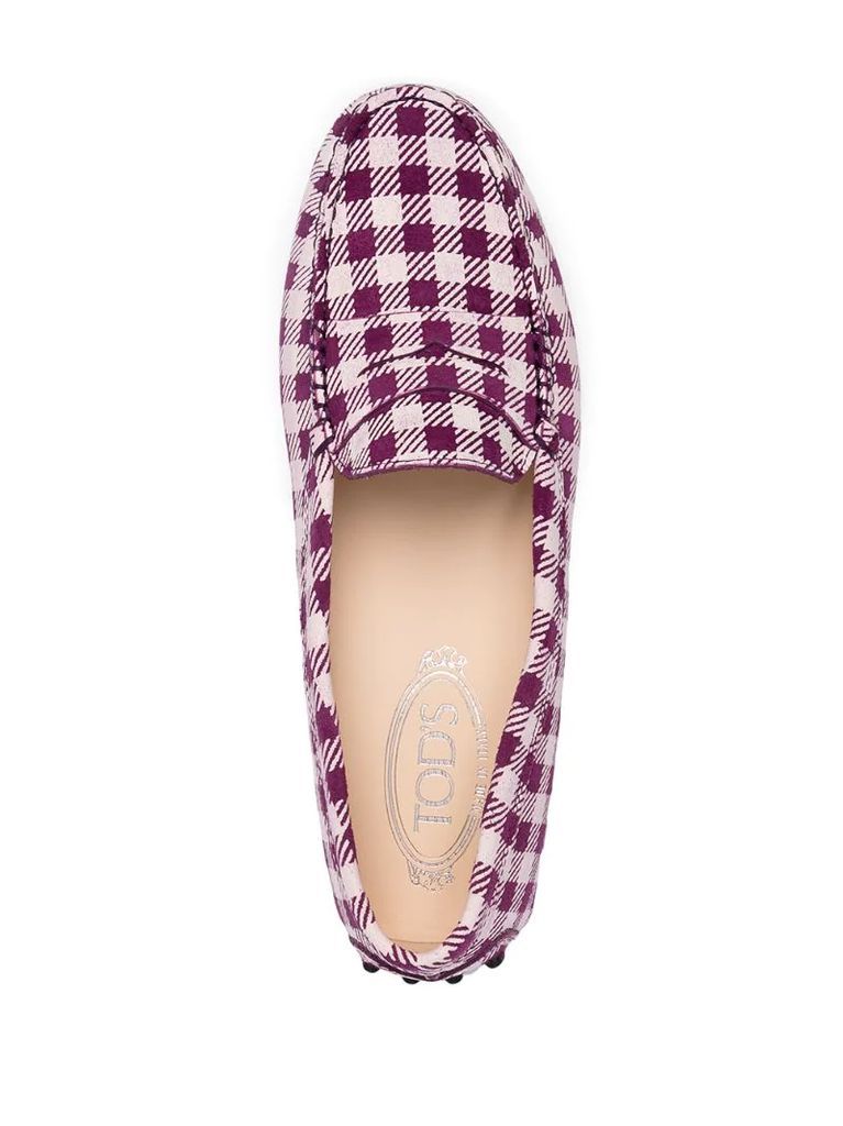 gingham-print loafers
