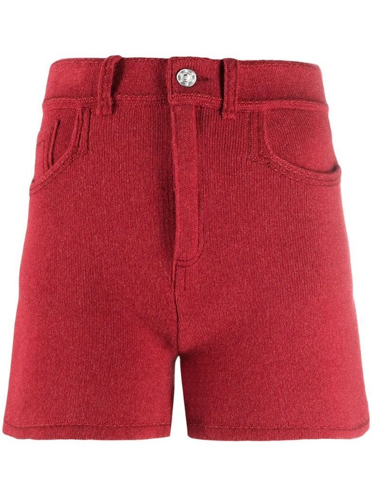 high-waisted cashmere-cotton blend shorts