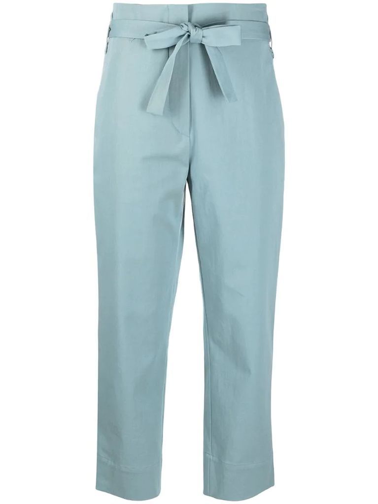 tie-waist cropped trousers