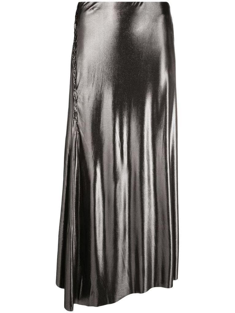 metallic-effect asymmetric skirt