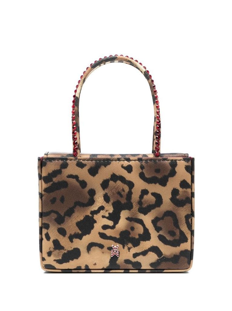 leopard print tote bag with crystal embellishment