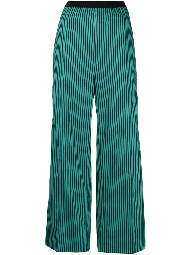 striped wide leg trousers