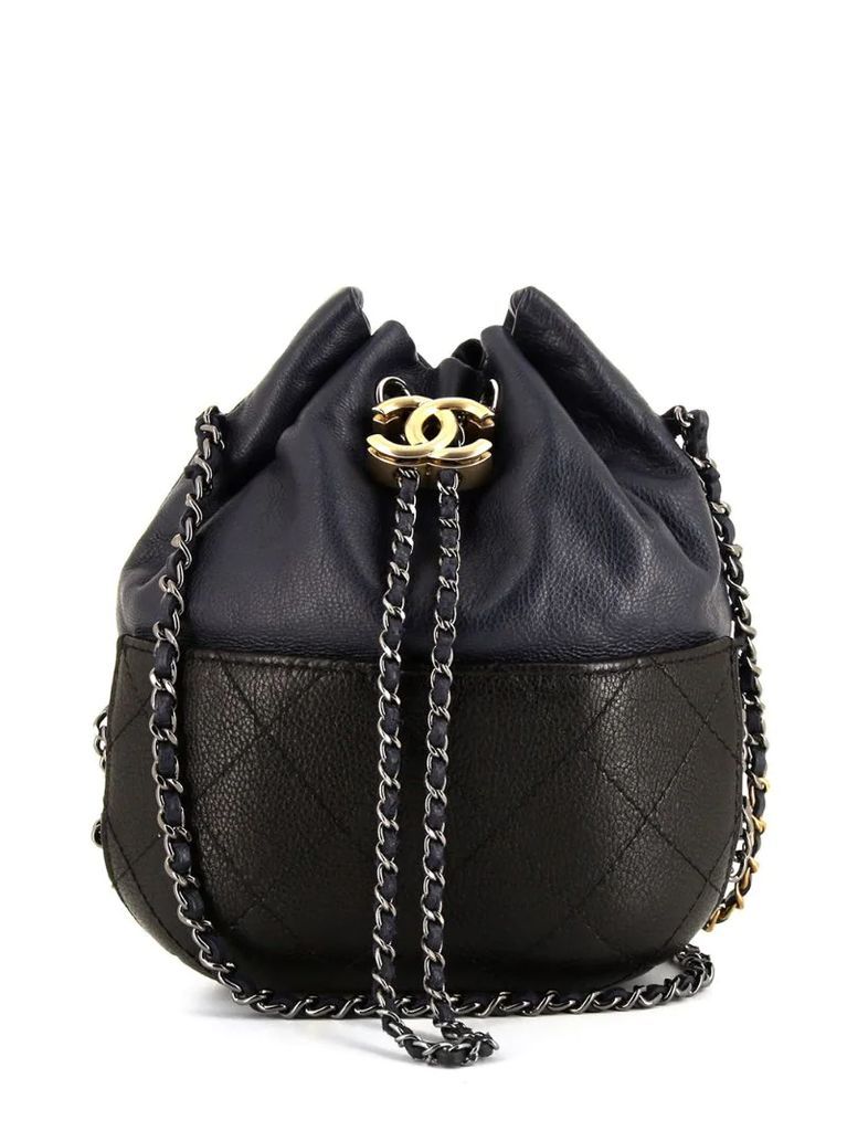 CC diamond-quilted bucket bag