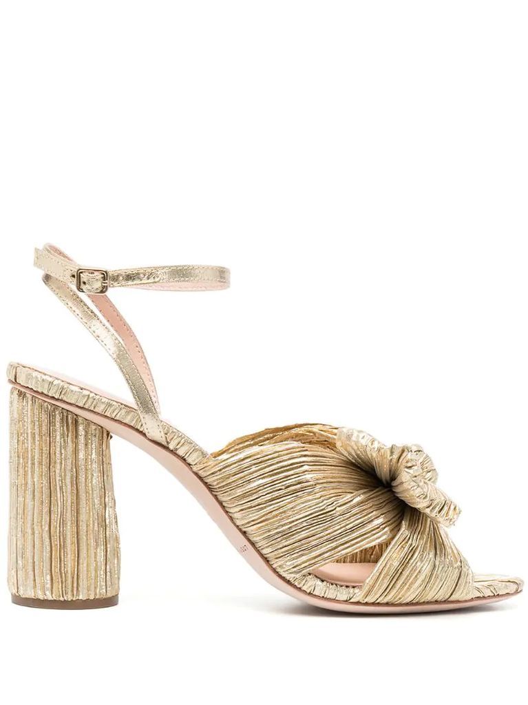 Camellia pleated leather sandals