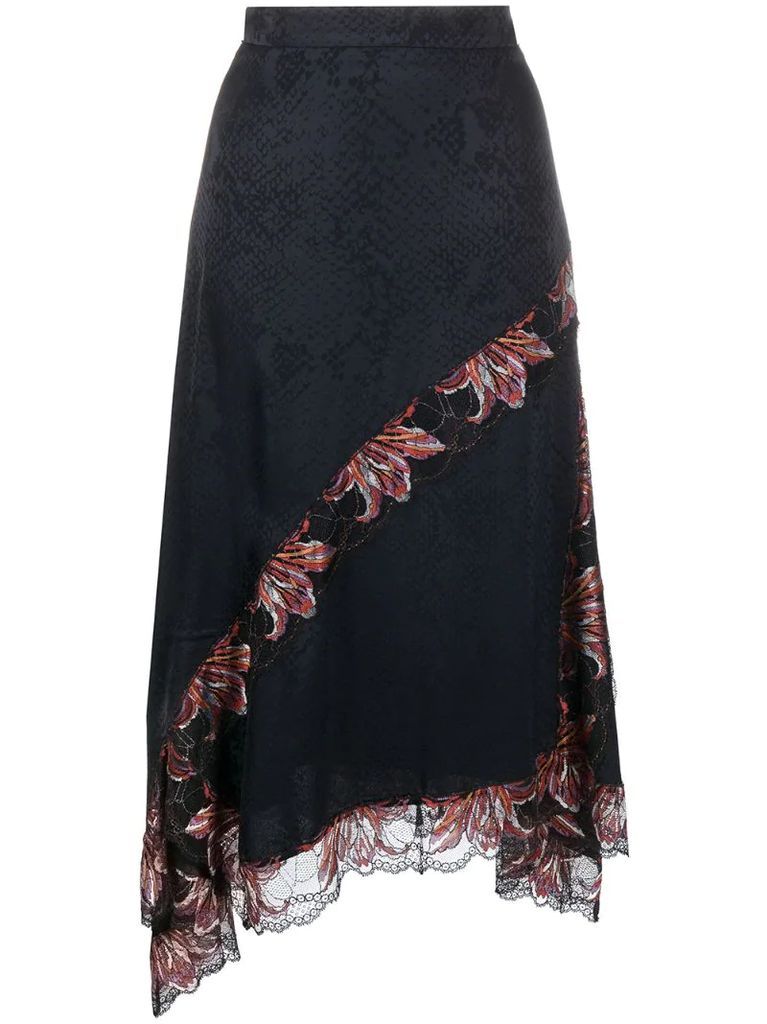 snakeskin-print asymmetric skirt