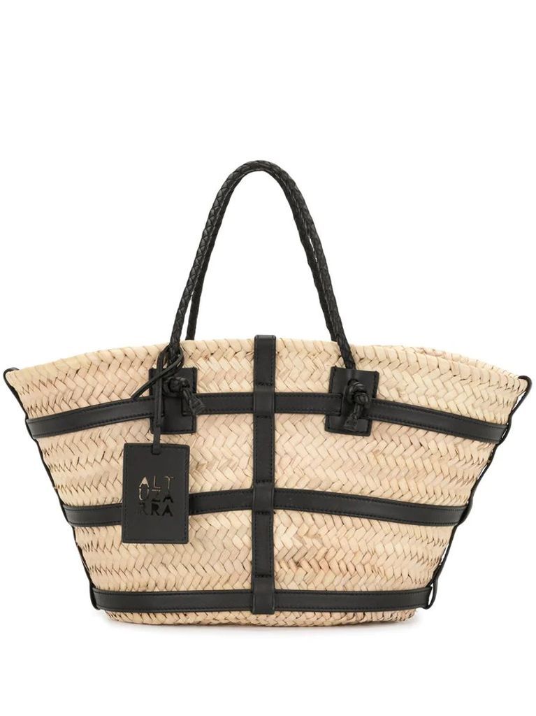 contrasting-trim tote bag