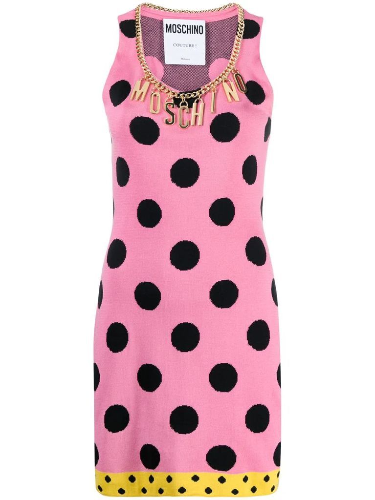 logo-embellished polka dot mini dress