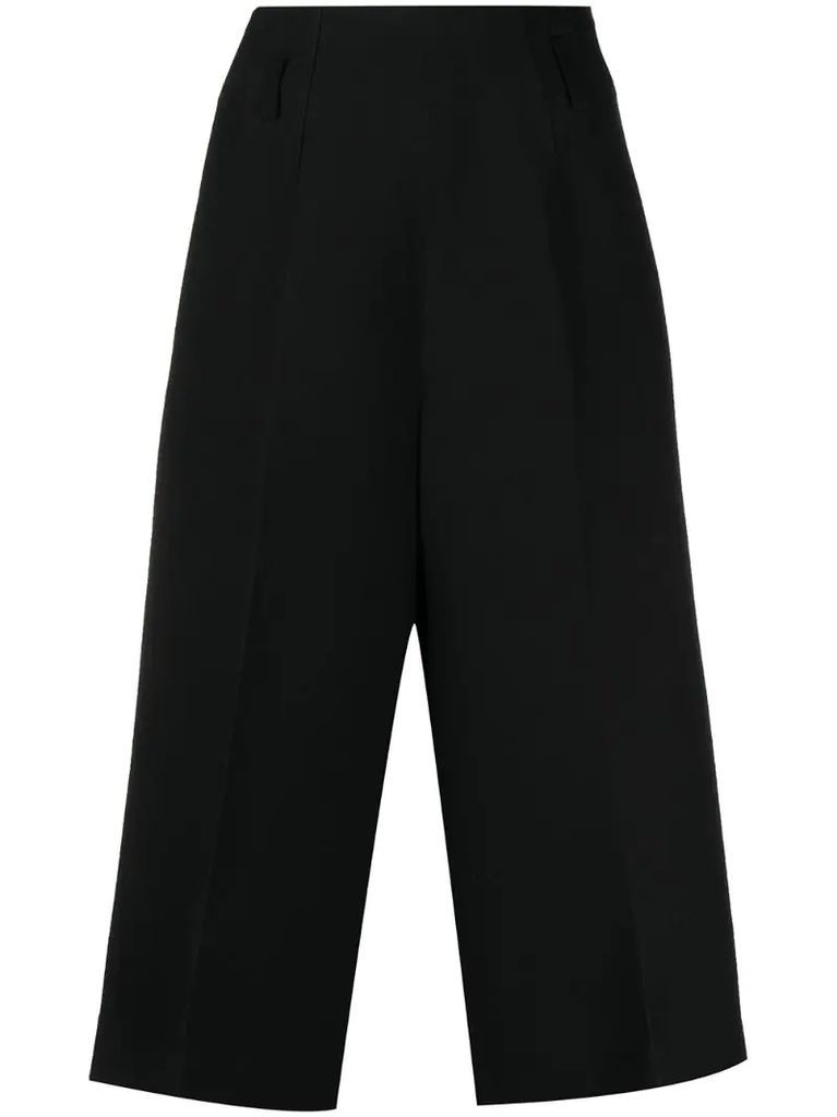pre-owned cropped wool trousers