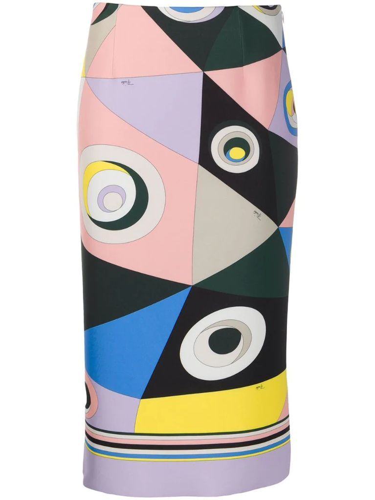 abstract print pencil skirt