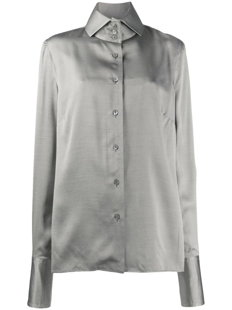 button-up silk shirt