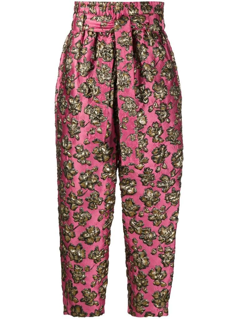 embroidered belted trousers