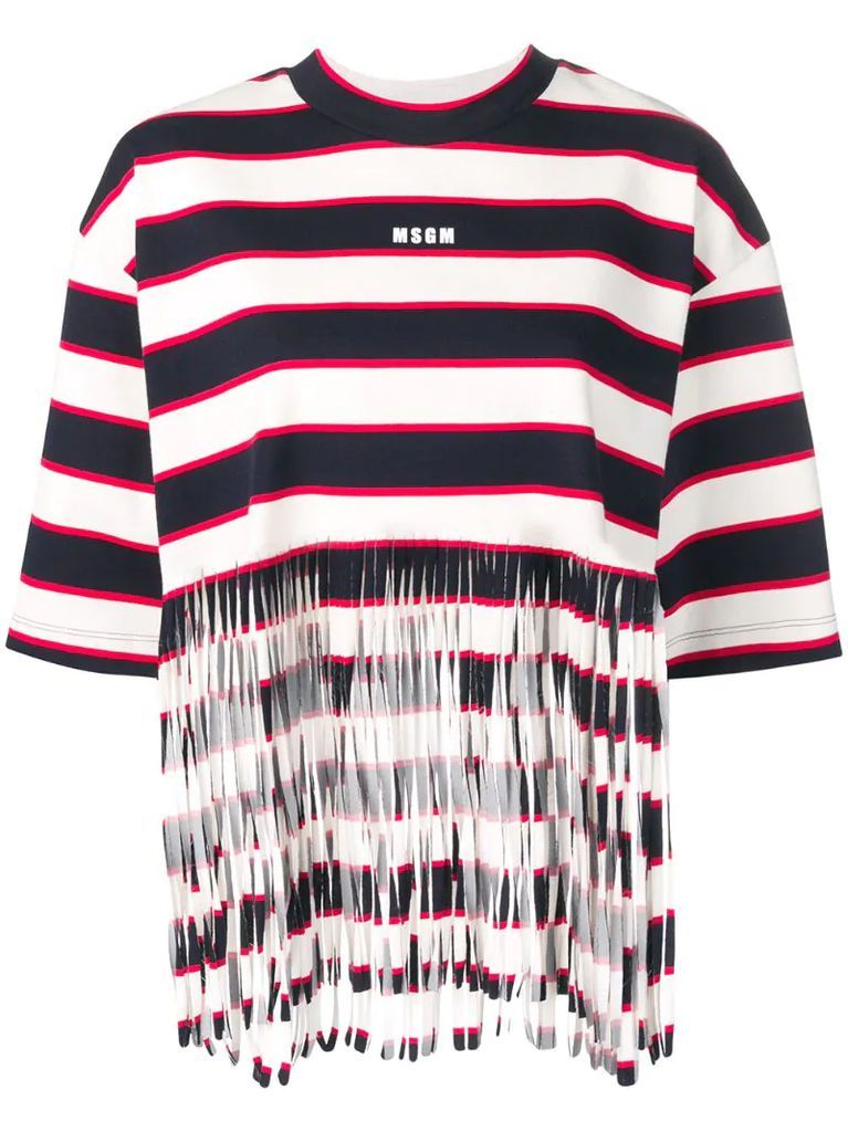 striped fringed T-shirt