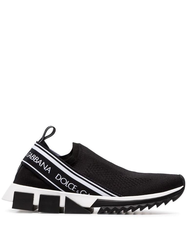 black Sorrento stretch slip-on sneakers