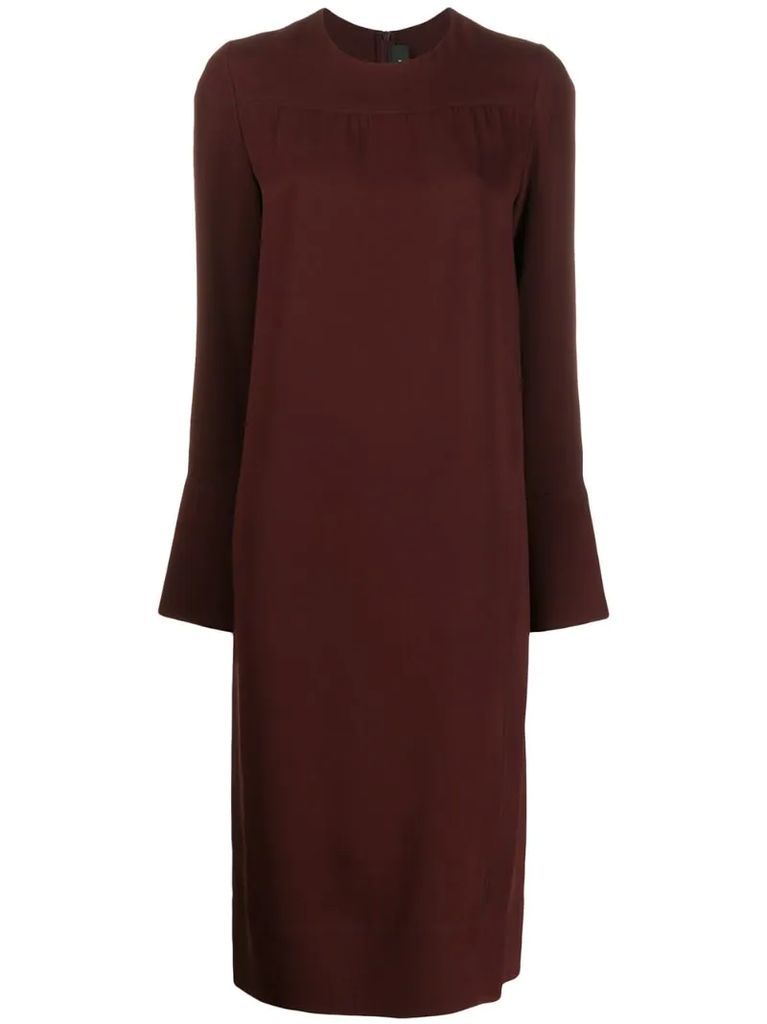 long-sleeved straight fit dress