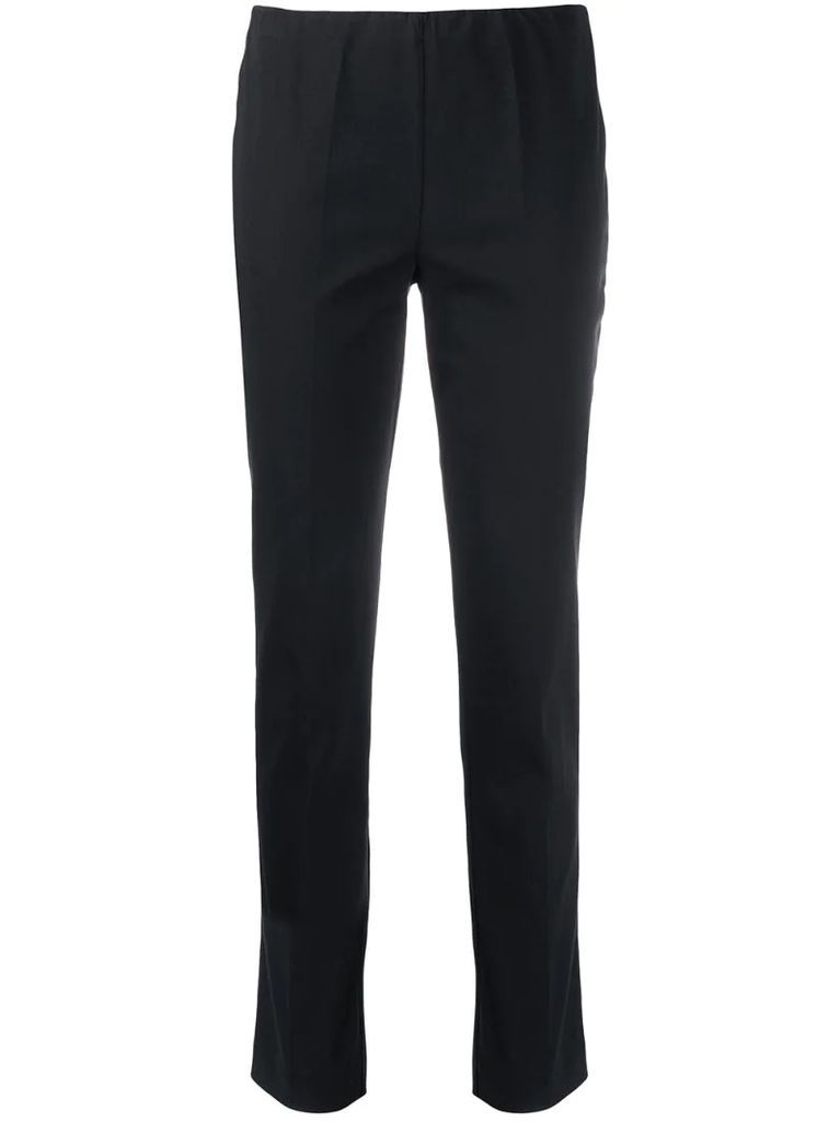 mid-rise slim fit trousers