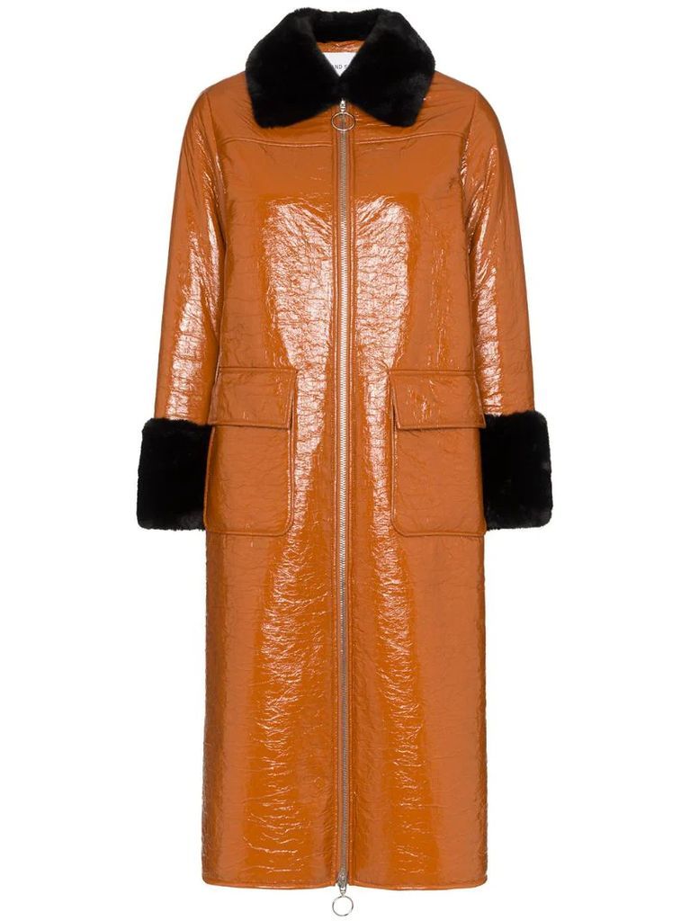 Kristen patent mid-length coat
