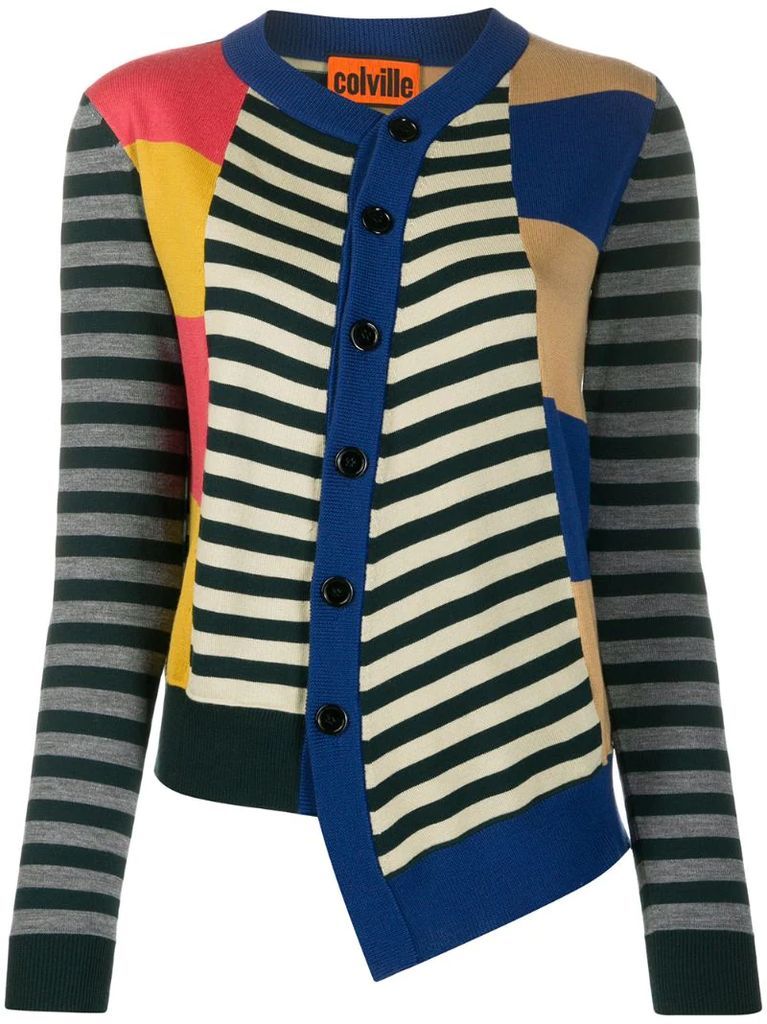 asymmetric striped cardigan