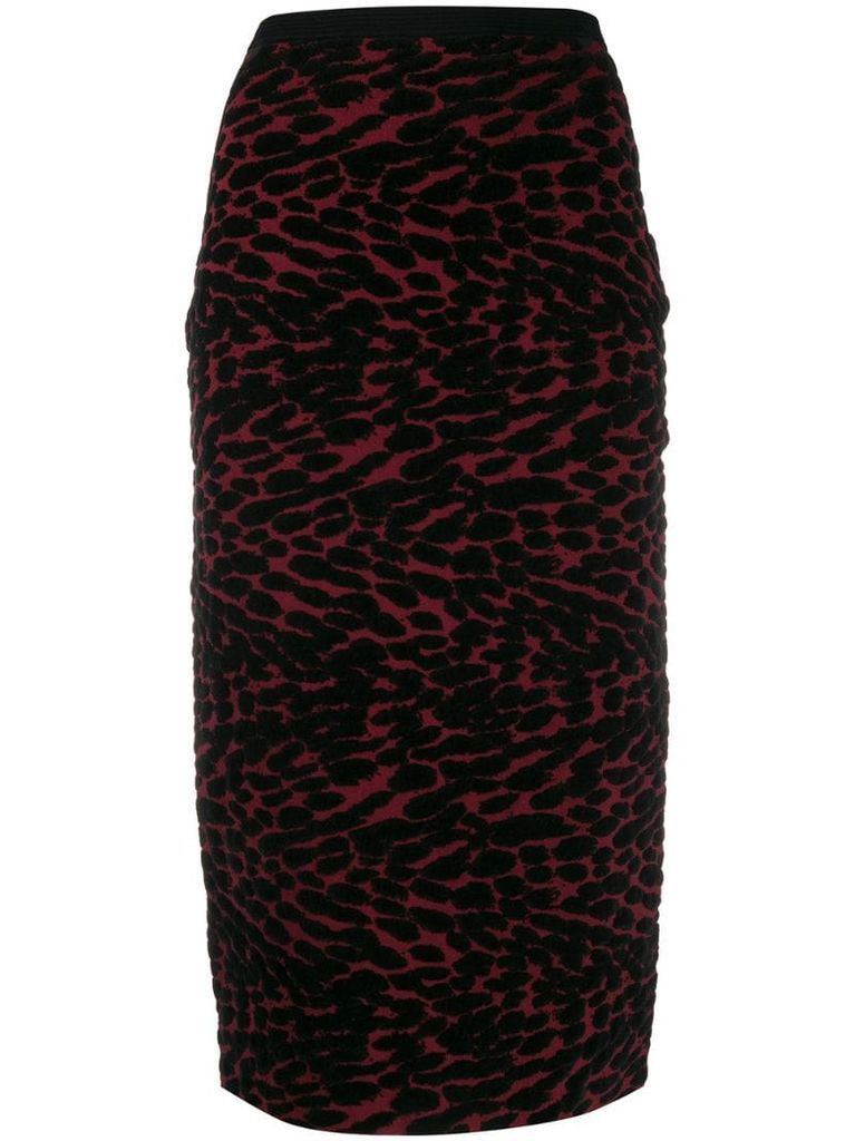 knitted leopard pencil skirt