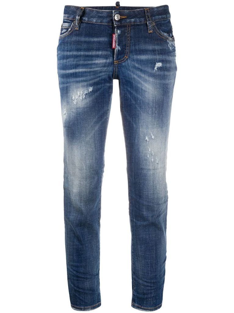 distressed low-rise jeans
