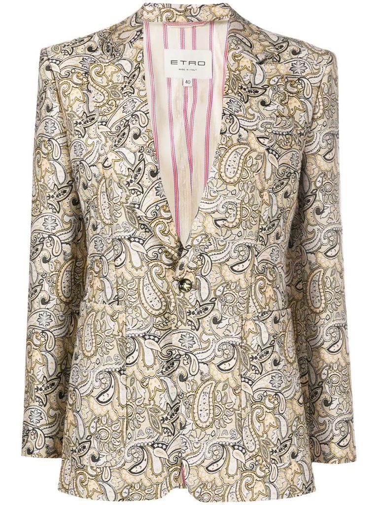 paisley print tailored blazer