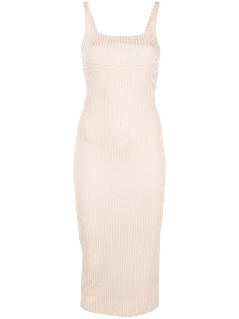 ribbed fitted midi dress