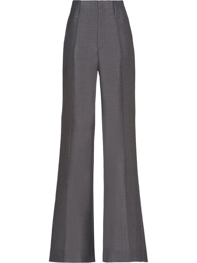 mohair-blend flared trousers