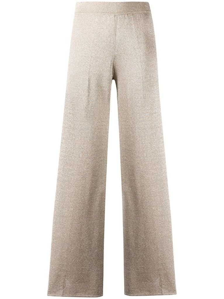high-waisted shimmer effect palazzo pants