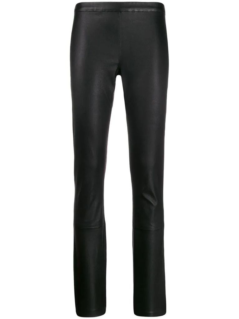 slim fit leather trousers