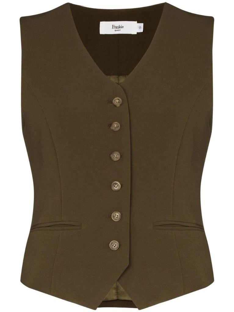 contrast-button fitted waistcoat