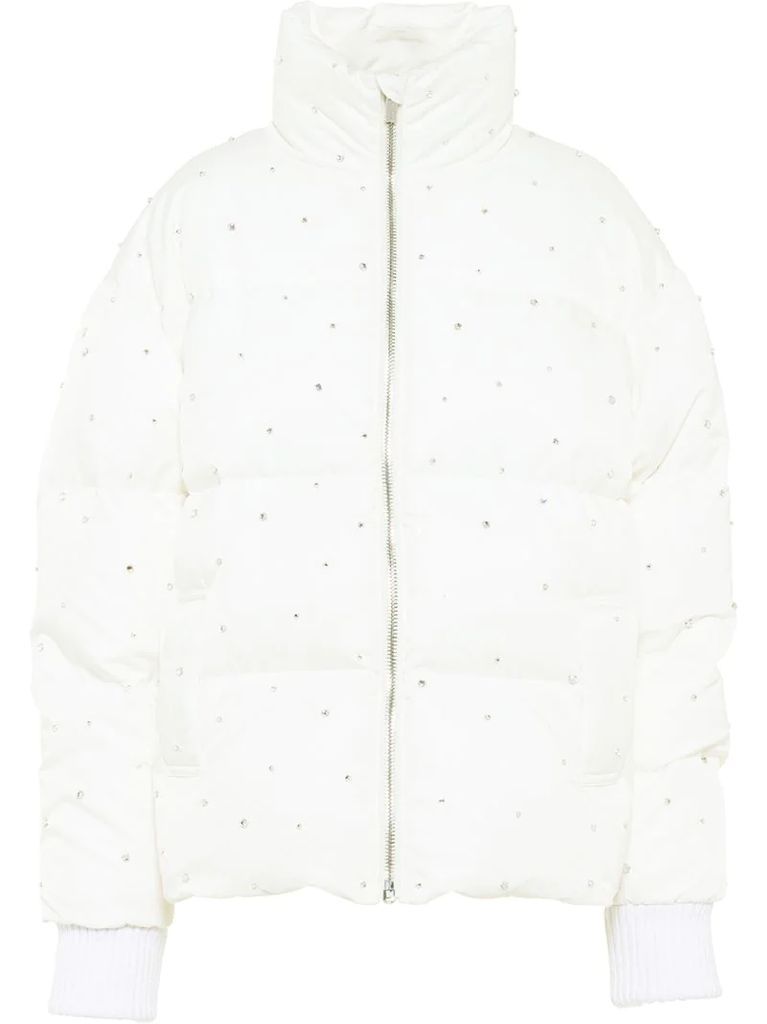 Re-Nylon crystal-embellished puffer jacket