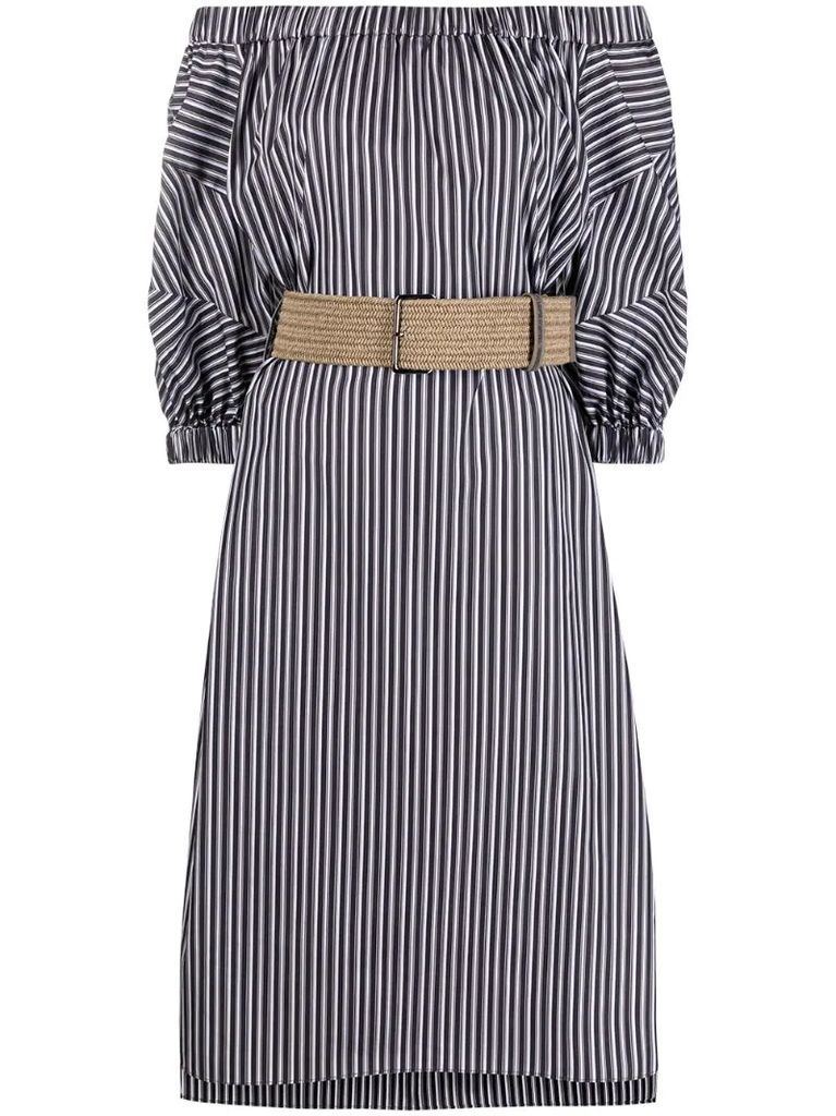 striped belted dress