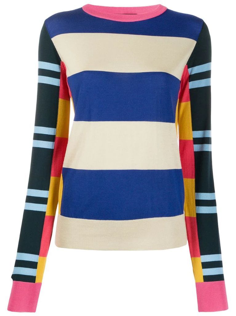 long sleeve block stripe sweater