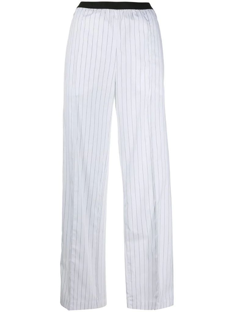 pinstripe high-waisted trousers