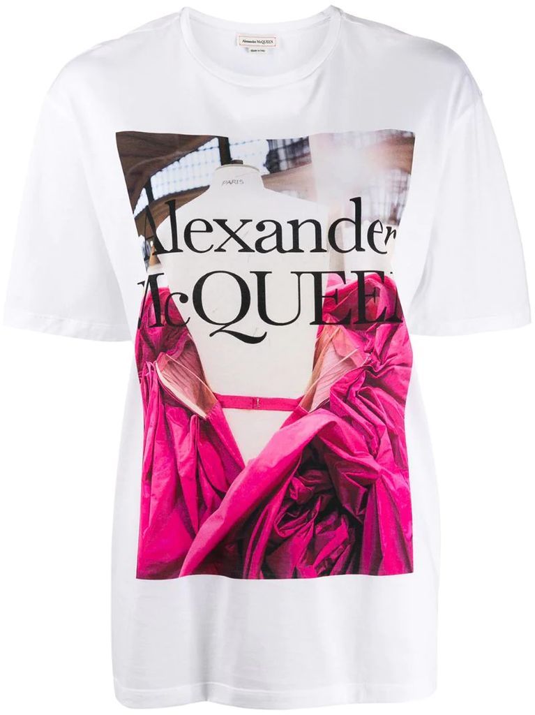 rose dress print T-shirt